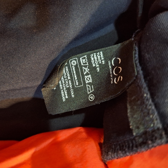 COS navy orange jersey cotton swing colorblock short sleeve cotton dress M - Picture 10 of 10